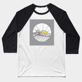 Surfer Line Art Ink Illustration Baseball T-Shirt